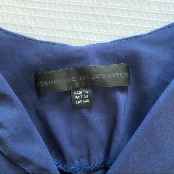 VERONIQUE MILJKOVITCH DESIGNER NAVY CINCHED SLEEVELESS BODYCON MINI DRESS - XS - Picture 6 of 9